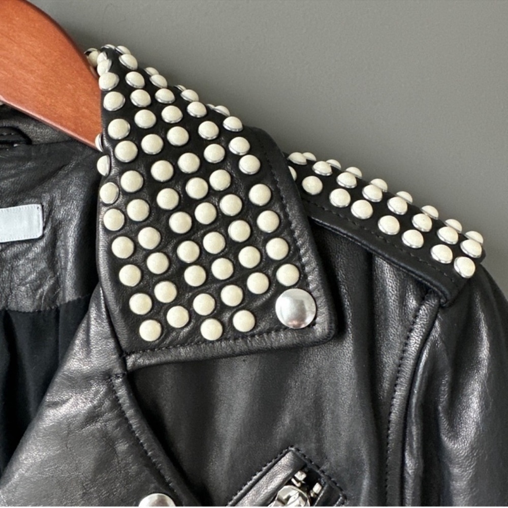 IRO Noreta studded black leather jacket size 36 us 4 - Picture 4 of 10